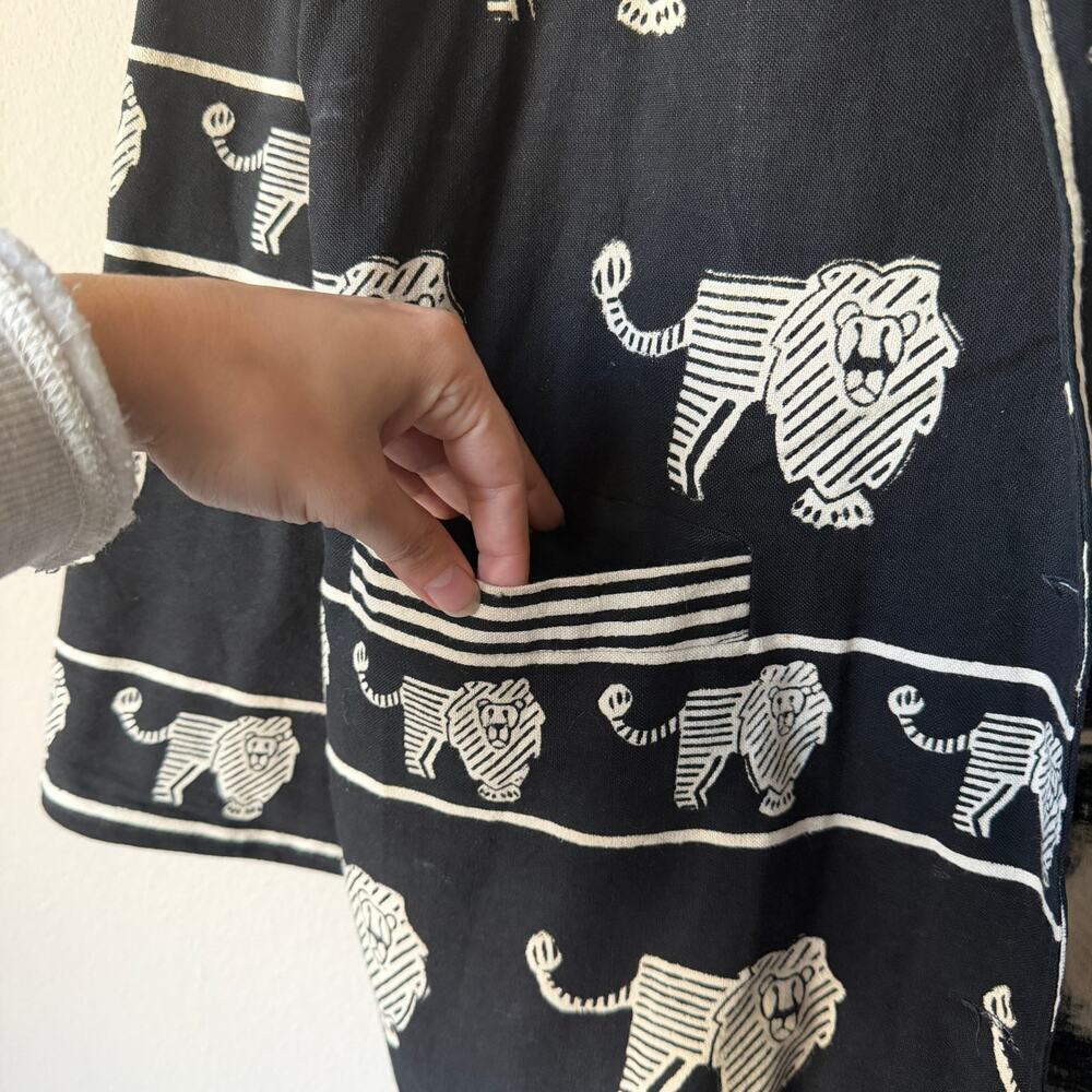 Sam Hilu Lion Print Fringe Hem Oversized Blazer Jacket Size M - Picture 5 of 6